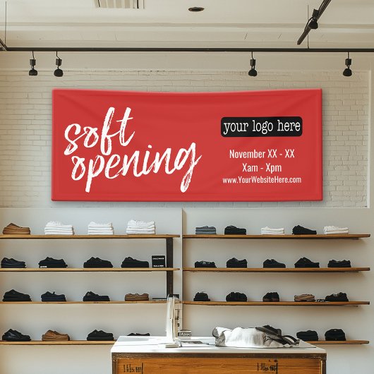 Adverteren bij zachte opening - Logo en details to Spandoek