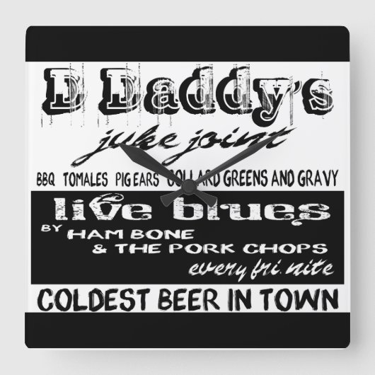  Adverteren blauw muziekklok Vierkante Klok (Voorkant)