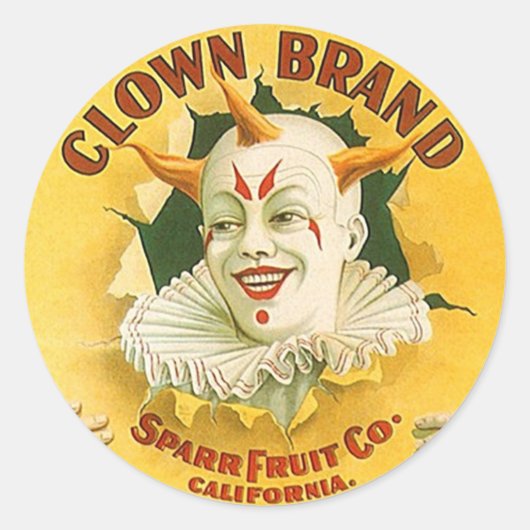  Adverteren Clown merk Fruit Sparr Co. Ronde Sticker (Voorkant)