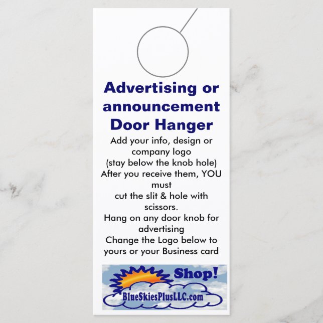 Adverteren DEUR HANGER-labels (Voorkant)