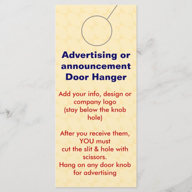 Adverteren DEUR HANGER-labels (Voorkant)