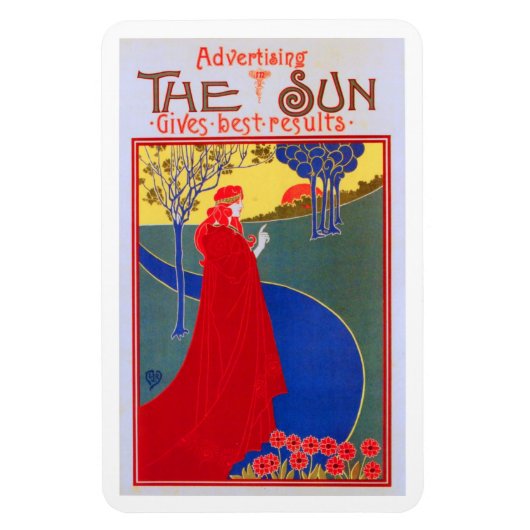 Adverteren in de Zon, 1896 Vintage Poster Magneet (Verticaal)