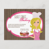 Adverteren Kaart Blonde Baker op Pink Cup Cakes (Voorkant)