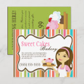 Adverteren kaartbakkerij Brunette Baker Cakes Briefkaart (Voorkant / Achterkant)