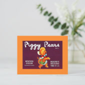  Adverteren label Piggy Pears Medford OR Feestdagenkaart (Staand voorkant)