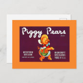  Adverteren label Piggy Pears Medford OR Feestdagenkaart (Voorkant / Achterkant)