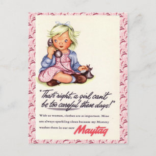  adverteren, Maytag, kleine meisjestelefoon Briefkaart