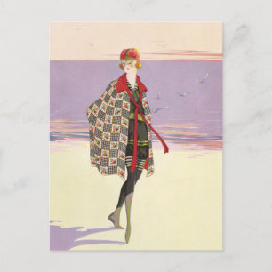  Adverteren - Meisje op strand Briefkaart