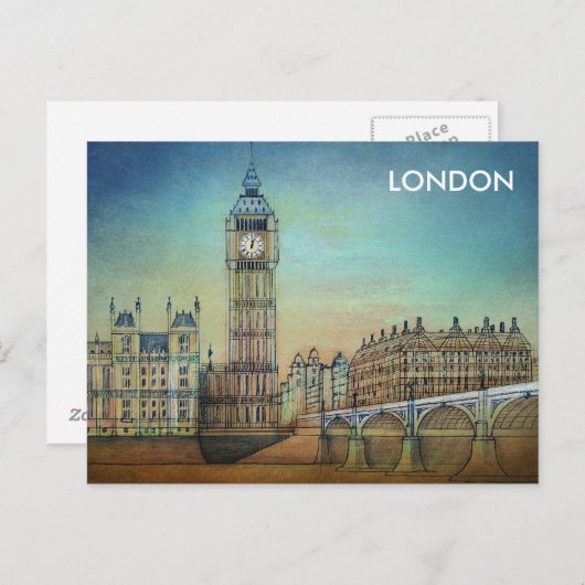  Adverteren reisgids naar Londen Engeland Briefkaart (Voorkant / Achterkant)