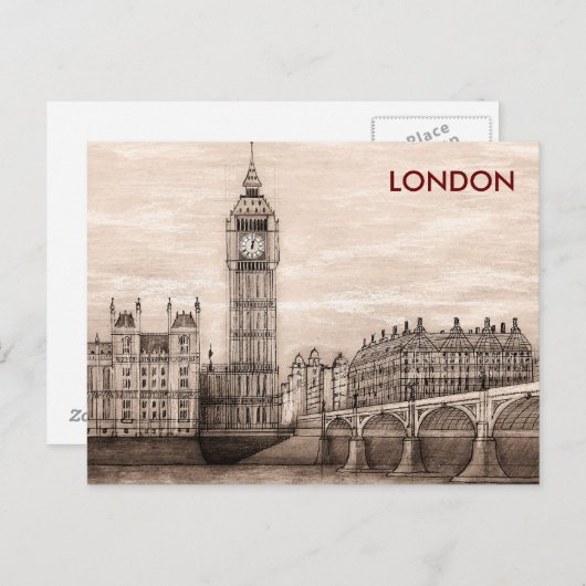  Adverteren reisgids naar Londen Engeland Briefkaart (Voorkant / Achterkant)