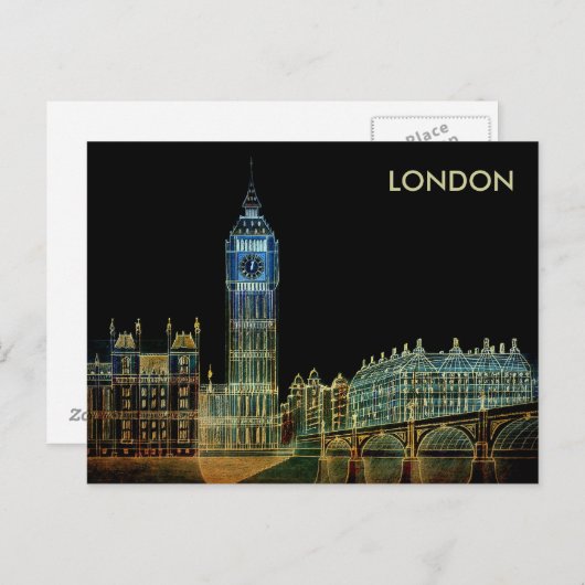  Adverteren reisgids naar Londen Engeland Briefkaart (Voorkant / Achterkant)