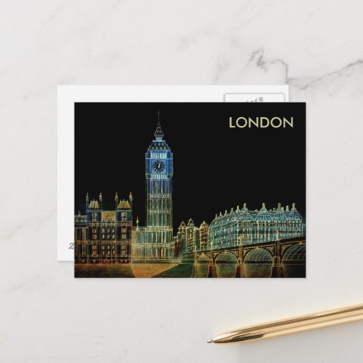  Adverteren reisgids naar Londen Engeland Briefkaart (Voorkant / Achterkant in situ)