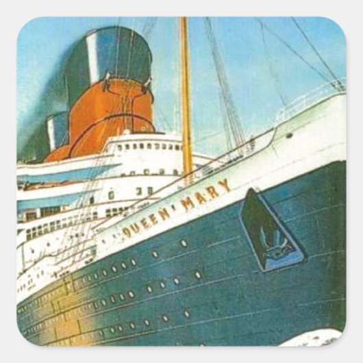  adverteren, RMS Queen Mary Vierkante Sticker (Voorkant)