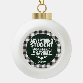 Adverteren Student Slaap Geld Leven Wit Plaid Keramische Bal Ornament