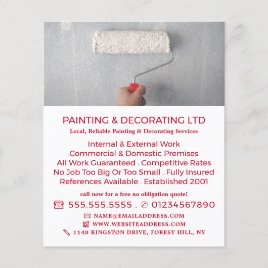 Adverteren verf-roller, verf- en decorator flyer (Voorkant)