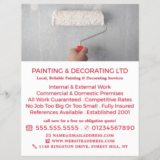 Adverteren verf-roller, verf- en decorator flyer (Voorkant)