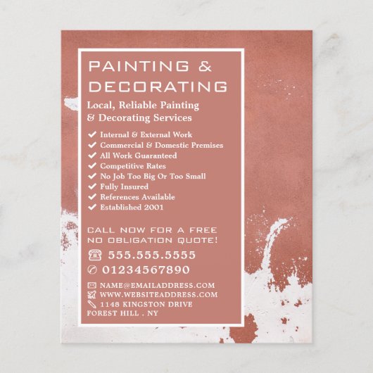 Adverteren verfbeklede wand, schilder en decorator flyer (Voorkant)
