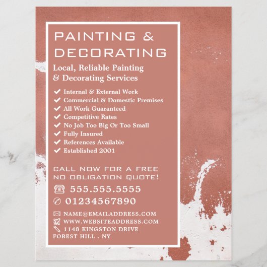 Adverteren verfbeklede wand, schilder en decorator flyer (Voorkant)