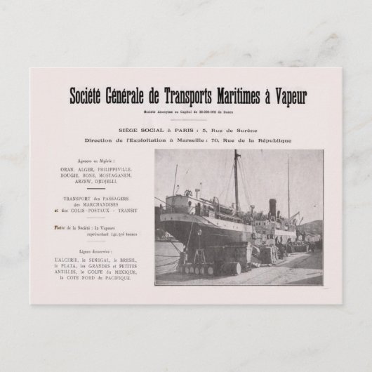 Advertisatie  Algerije Shipping Company Briefkaart (Voorkant)