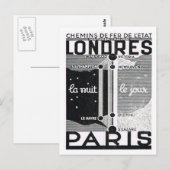 Advertisement, Rail poster Londen naar Parijs Briefkaart (Voorkant / Achterkant)