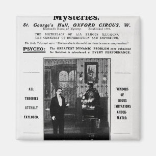 Advertisement voor de mysteries van Maskelyne & De Magneet