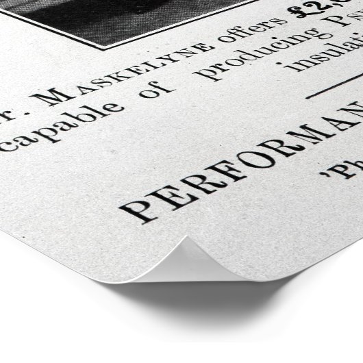 Advertisement voor de mysteries van Maskelyne & De Poster (Hoek)