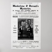 Advertisement voor de mysteries van Maskelyne & De Poster (Voorkant)