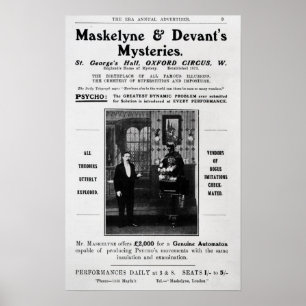 Advertisement voor de mysteries van Maskelyne & De Poster