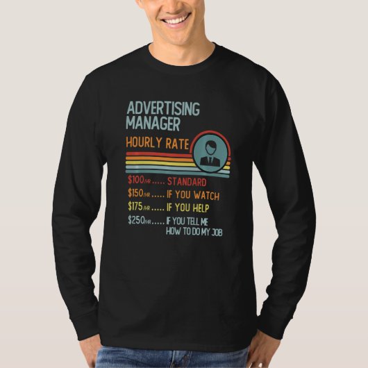 Advertising Manager Uurloon T-shirt Retro Baan (Voorkant)