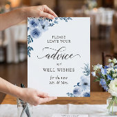 Advice and well wil Sign Dusty Blue Floral Poster