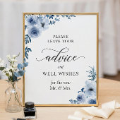 Advice and well wil Sign Dusty Blue Floral Poster