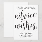 Advice and Well Wishes Wedding Decor Sign Kaart (Voorkant / Achterkant)