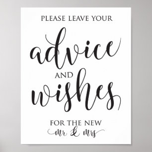 Advice and Well Wishes Wedding Decor Sign Poster
