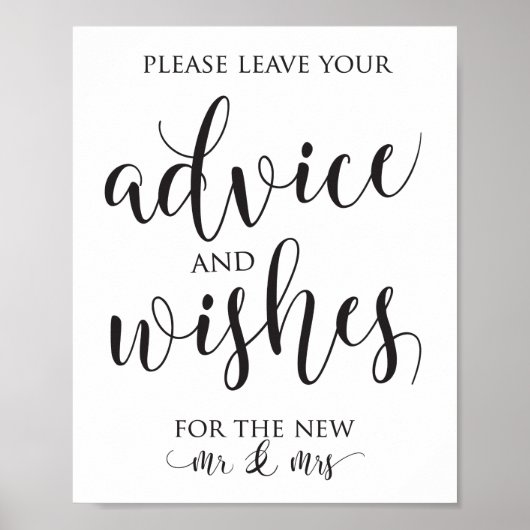 Advice and Well Wishes Wedding Decor Sign Poster (Voorkant)
