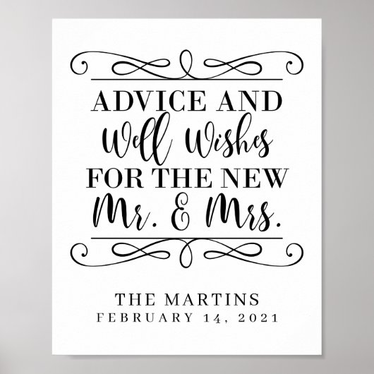 Advice and Well Wishes Wedding Poster/Sign Poster (Voorkant)