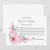 Advice and Wishes Bridal Shower Pink Flowers Card Advieskaart (Voorkant / Achterkant)