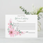 Advice and Wishes Bridal Shower Pink Flowers Card Advieskaart (Staand voorkant)