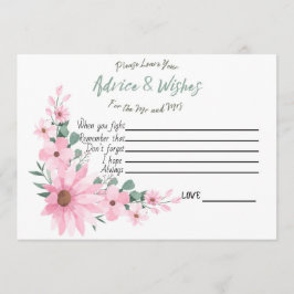 Advice and Wishes Bridal Shower Pink Flowers Card Advieskaart
