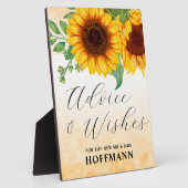 Advice and Wishes Sunflower sign Tabletop Plaque Fotoplaat (Zijkant)
