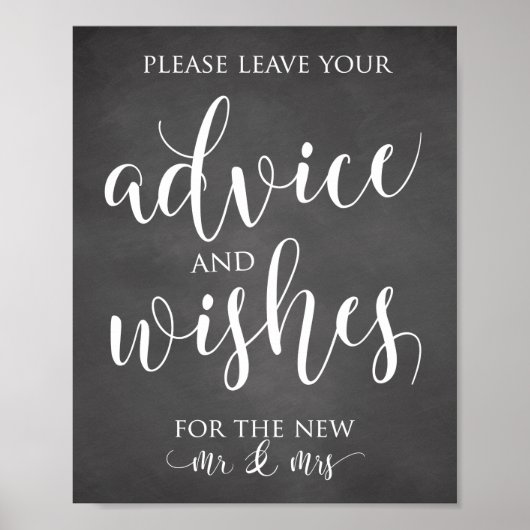 Advice and Wishes Wedding Decor Sign Poster (Voorkant)
