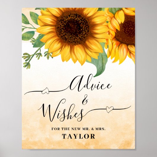 Advice and Wishes Wedding sign poster (Voorkant)