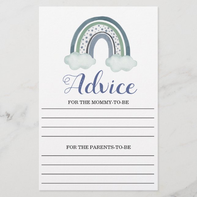 Advice Blue Baby Shower Game (Voorkant)