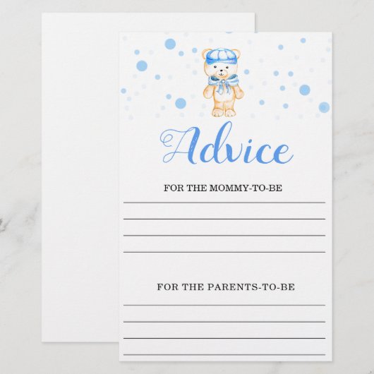 Advice Blue Boy Baby shower (Voorkant / Achterkant)