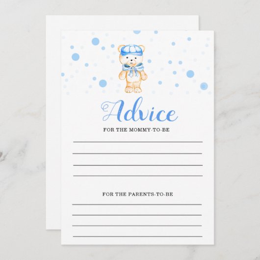 Advice Blue Boy Baby shower Kaart (Voorkant / Achterkant)