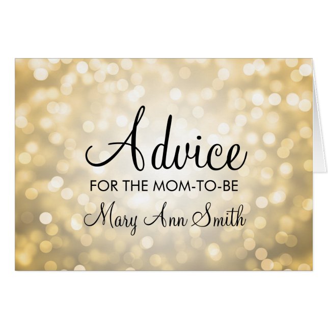 Advice Card Baby shower Gold Glitter Lights (Voorkant Horizontaal)