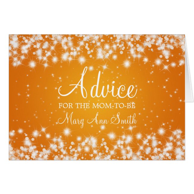 Advice Card Baby shower Winter Sparkle Oranje (Voorkant Horizontaal)
