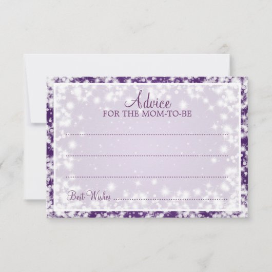 Advice Card Baby shower Winter Sparkle Paars Kaart (Voorkant)