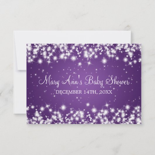 Advice Card Baby shower Winter Sparkle Paars Kaart (Achterkant)