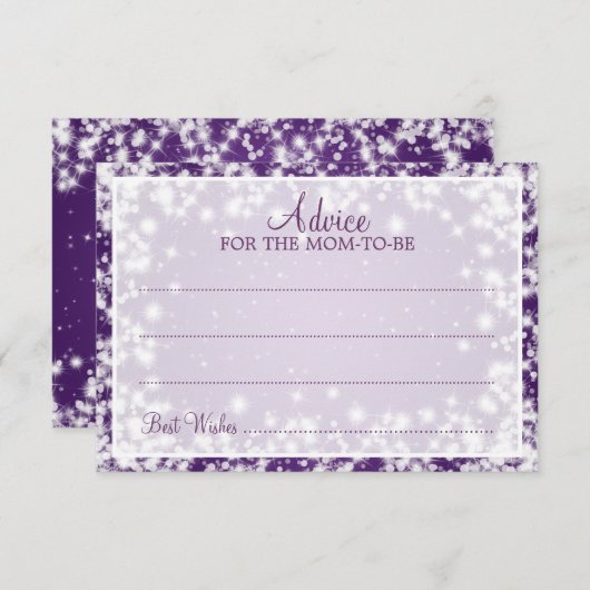 Advice Card Baby shower Winter Sparkle Paars Kaart (Voorkant / Achterkant)