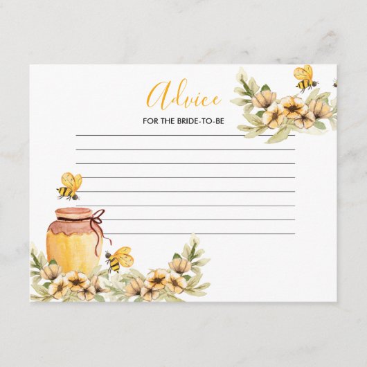 Advice Card Bee Botanical Floral Baby shower Informatiekaartje (Voorkant)